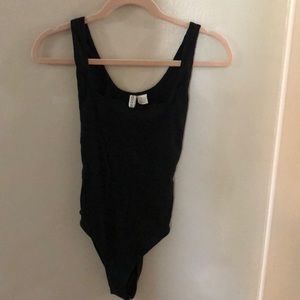 Black Ribbed Cheeky Bodysuit